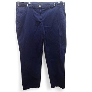 Nautica Navy Blue Cropped Women's Chinos Size 16 Silver Button Details Nautical